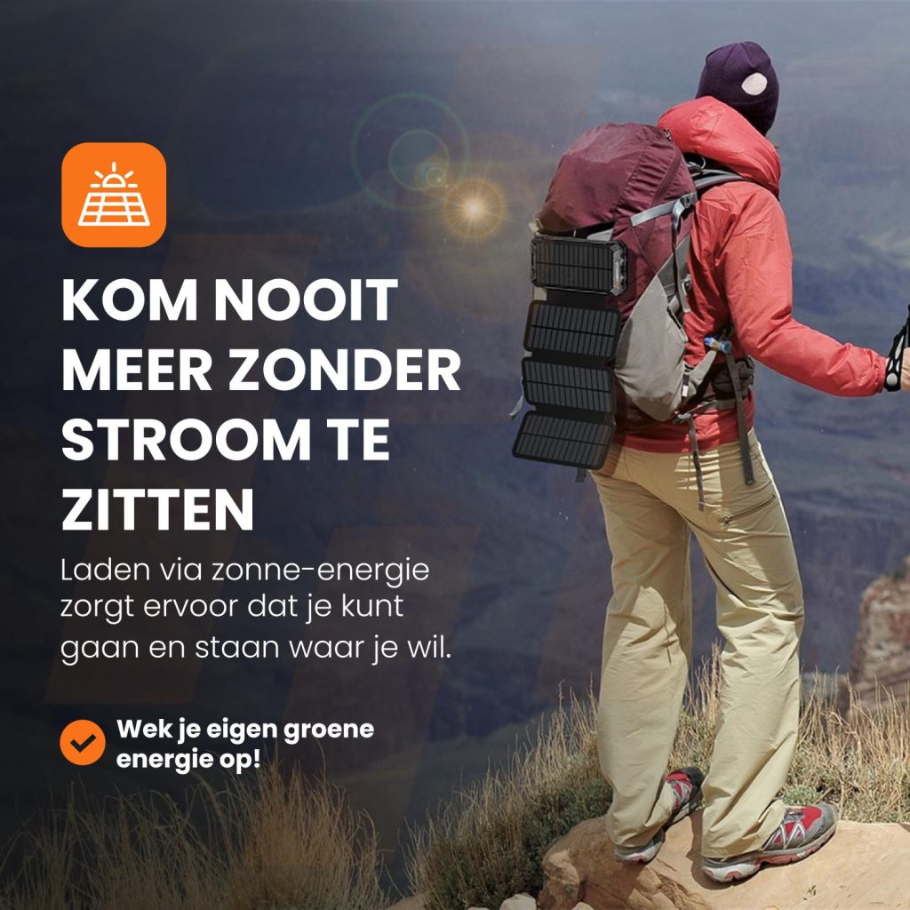 opladen zonne-energie heko solar powerbank swung 2