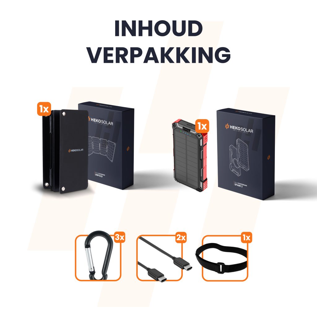 heko solar powerbank spark en unfold 15 solar charger