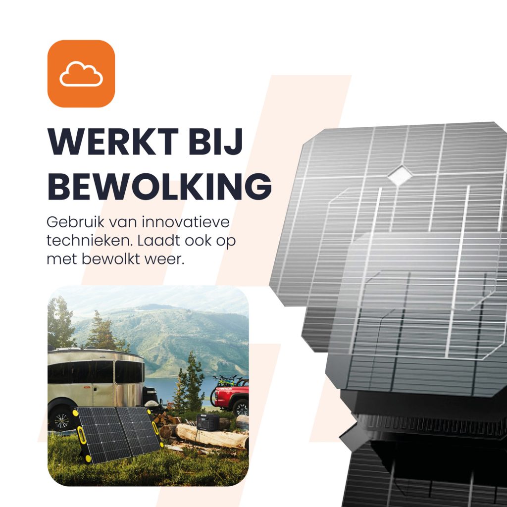 opladen via zonne-energie bij bewolking monokristallijn heko solar unfold 100 portable solar panel en solar charger draagbaar zonnepaneel