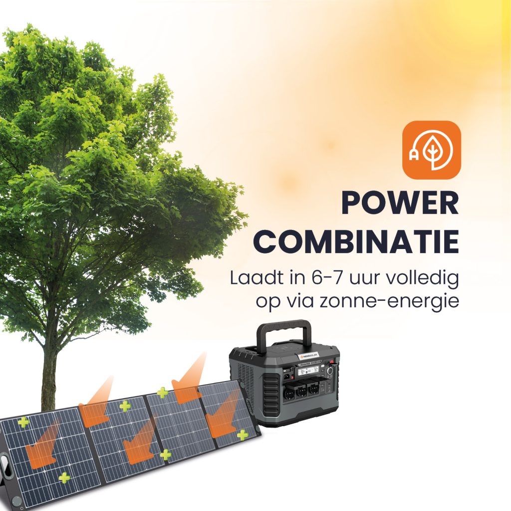 powerstation met zonnepaneel combinatie heko solar master 1800 watt powerstation en heko solar unfold 200 watt draagbaar zonnepaneel