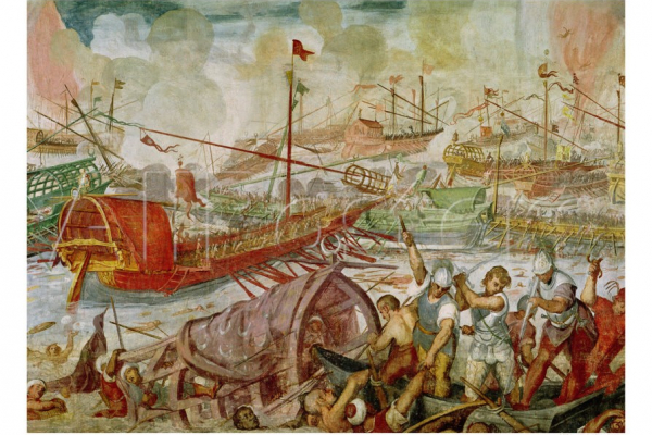 António Vassilacchi (1556-1629) Batalha de Actium – 22 de Setembro 31 a.C (1600) – Mural (80x55 cms.) Museu do Vaticano