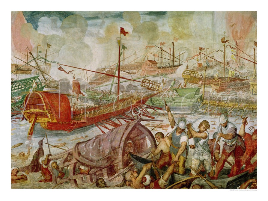 António Vassilacchi (1556-1629) Batalha de Actium – 22 de Setembro 31 a.C (1600) – Mural (80x55 cms.) Museu do Vaticano