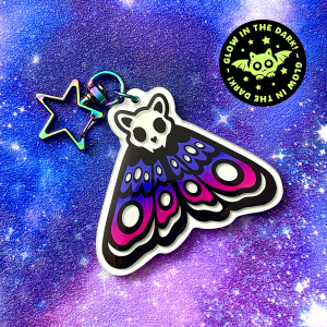Moth Kitty GITD Keychain