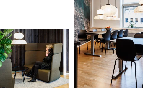 Indretning kantine og lounge med sofa med høje sider