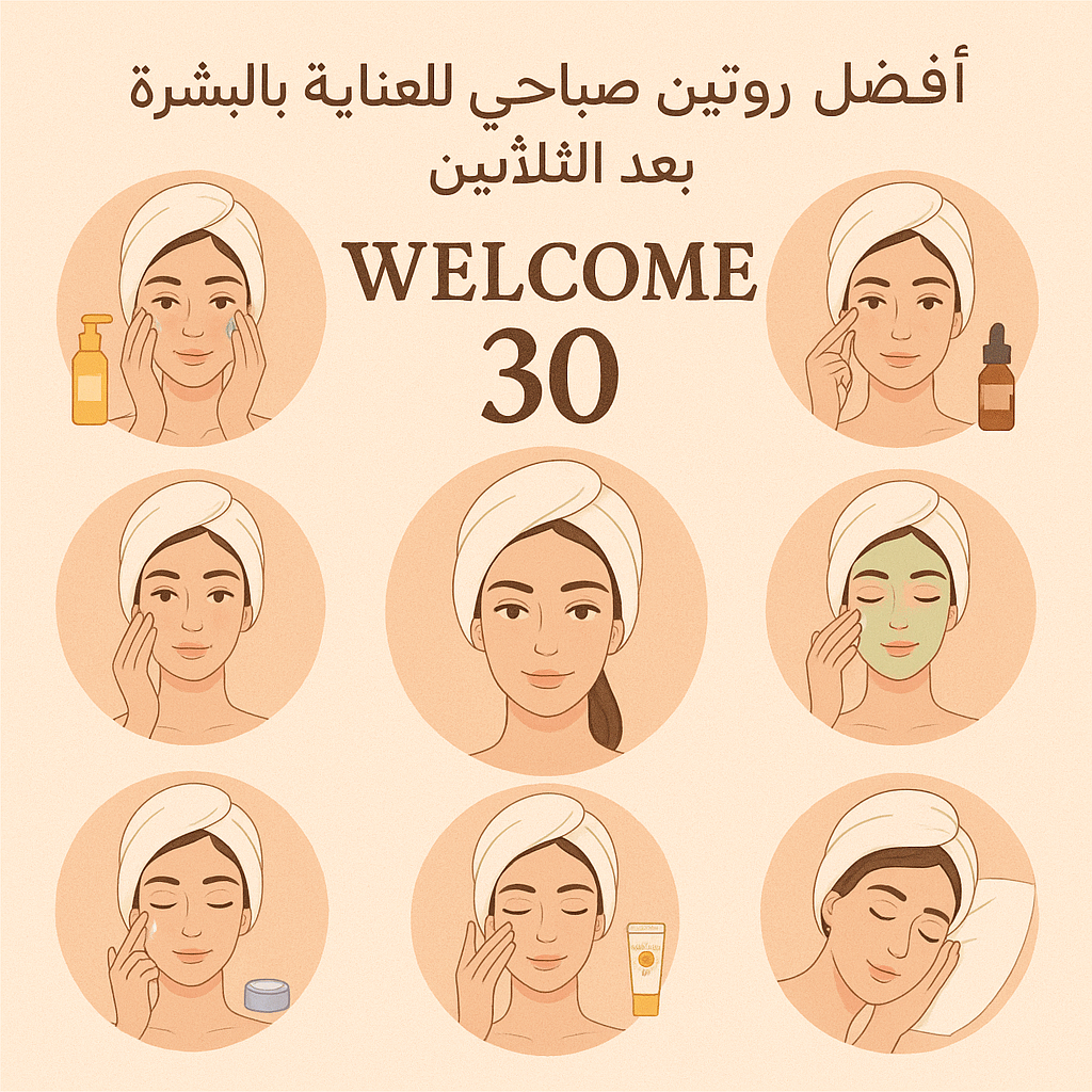 روتين صباحي للعناية بالبشرة بعد الثلاثين