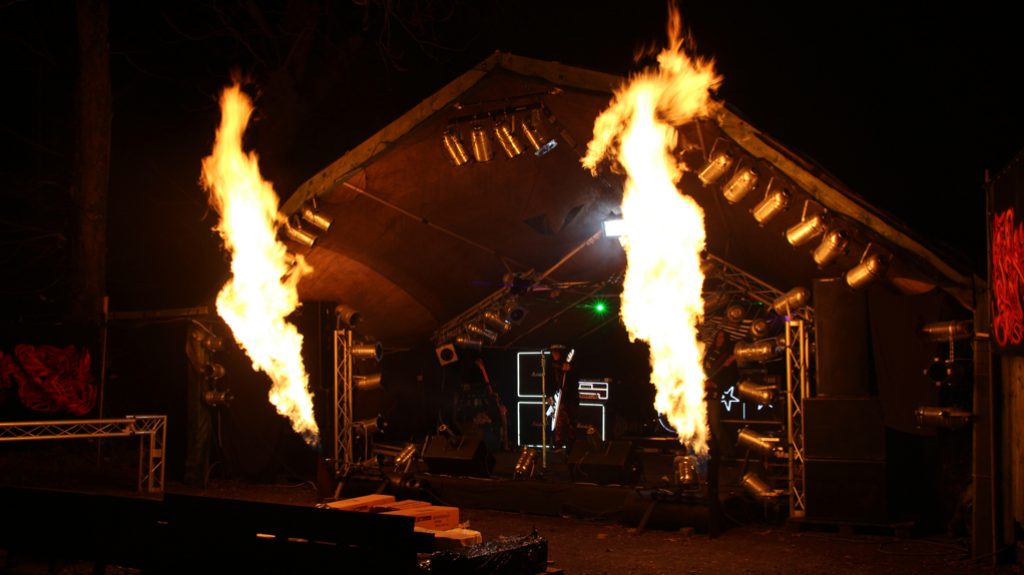 Clubhouse stage flames