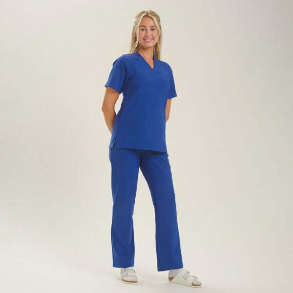 Uniformstopp og uniformsbukes helseuniform blå dame, behagelig kvalitet kvinnelig lege