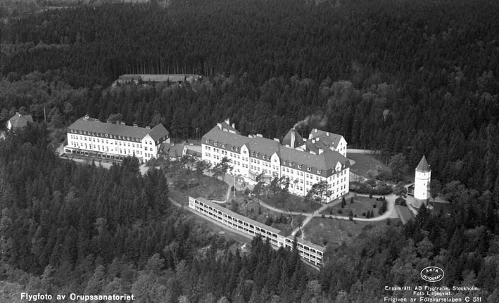 Ur Kulturens samling flygbilder. Flygbild. Orups sanatorium. 1935.