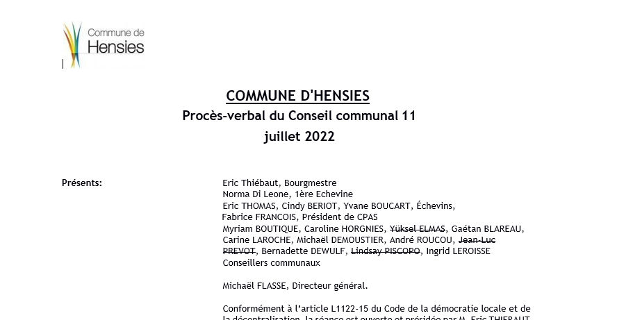 Procès-verbal du Conseil communal du 11 juillet 2022