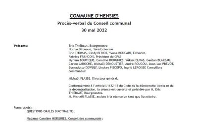 Procès-verbal du Conseil communal du 30 mai 2022