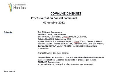 Procès-verbal du Conseil communal du 3 octobre 2022