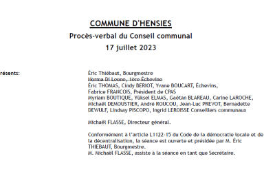 Procès-Verbal du Conseil communal du 17 juillet 2023