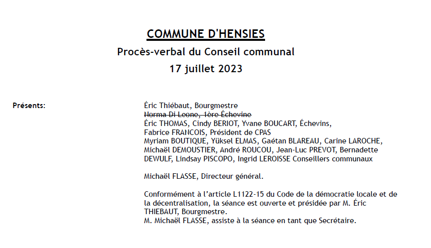 Procès-Verbal du Conseil communal du 17 juillet 2023