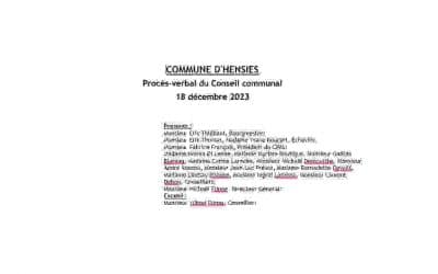 Procès-verbal du Conseil communal du 18 décembre 2023