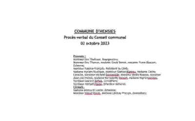 Procès-verbal du Conseil communal du 2 octobre 2023