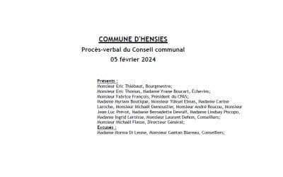 Procès-verbal du Conseil communal du 5 février 2024