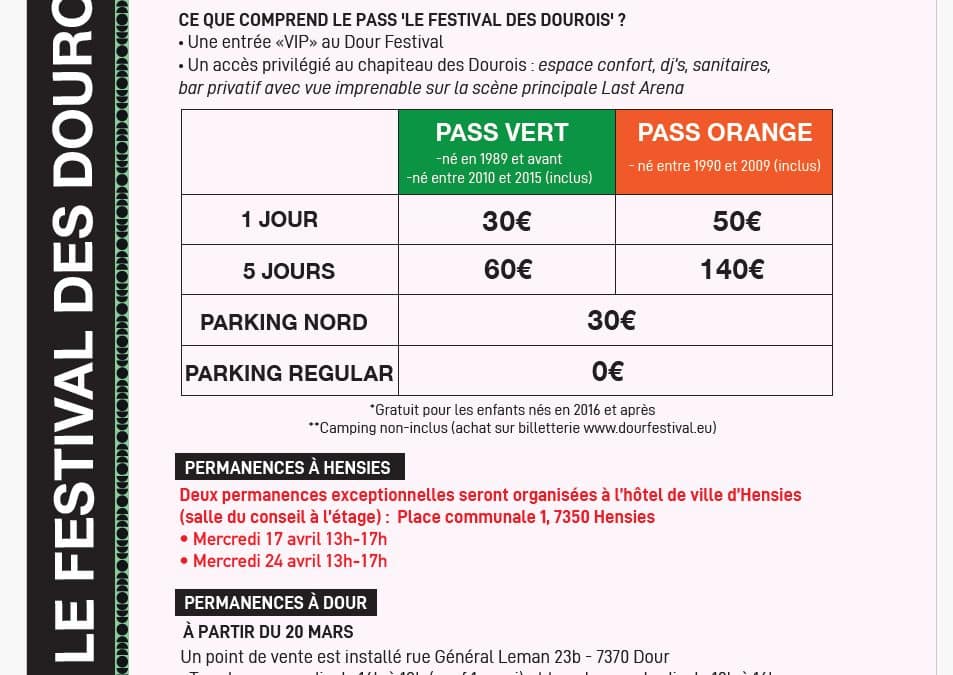 TARIFS PRÉFÉRENTIELS – DOUR FESTIVAL 2024