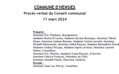 Procès-verbal du Conseil communal du 11 mars 2024