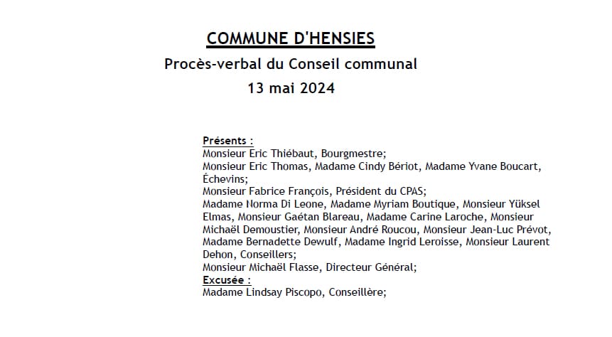Procès-verbal du Conseil communal du 13 mai 2024