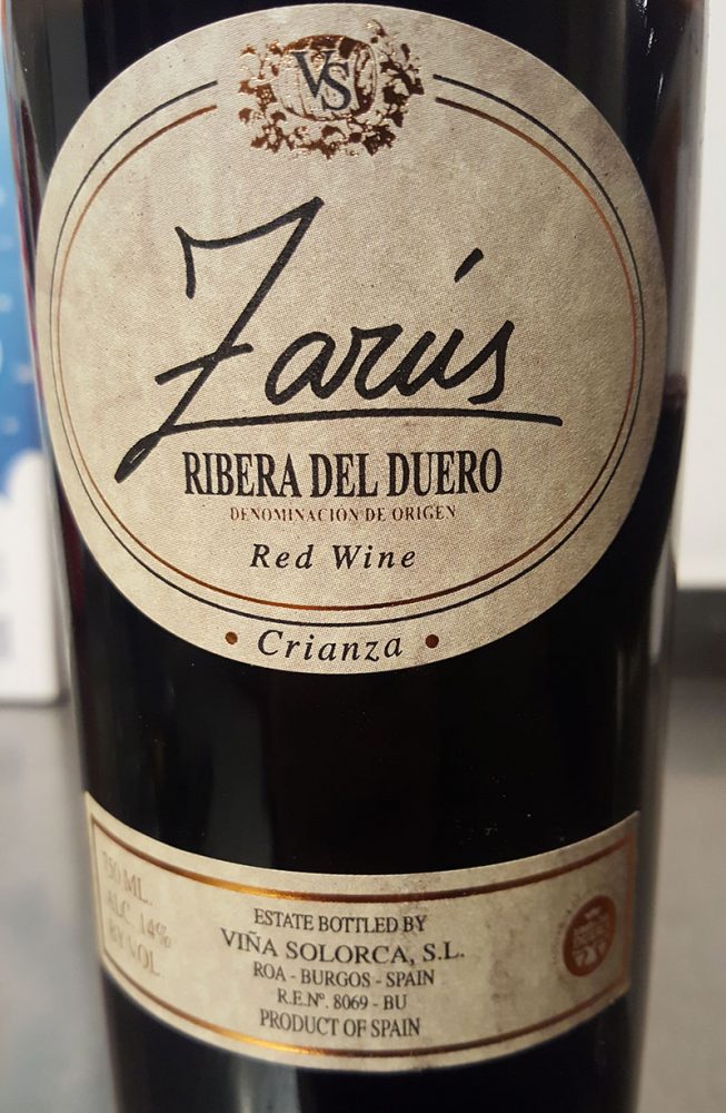 Bodegas Solorca, Zarus, Ribera del Duero, Crianza 2009 Bodegas Solorca, Zarus, Ribera del Duero, Crianza 2009