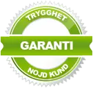 Ett grönt och vitt sigill med texten "Trygghet Garanti Nöjd Kund" på svenska, som visar säkerhetsgaranti och kundnöjdhet för Städfirma i Göteborg.