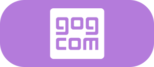 Purple button with GOG on it