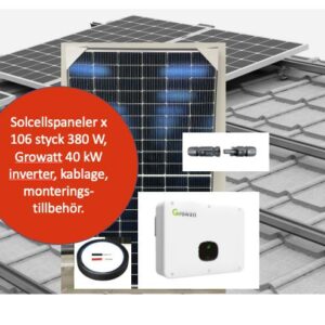 Solcellspaket, komplett kit*, On-grid 40 kW färdigt att montera