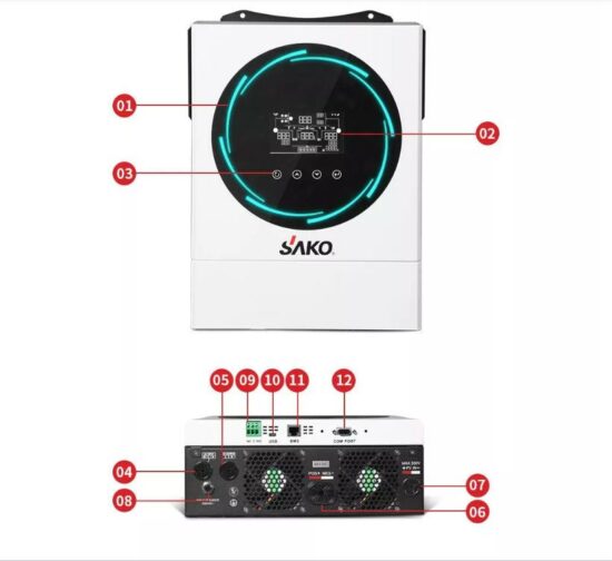 SAKO Hybrid inverter modell SUNPOLO 6 kW, enfas, off-grid
