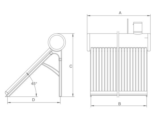 SITID SP-H-25 integrerad trycksatt solfångare 200L