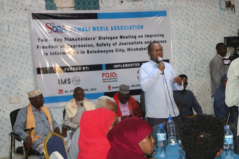 SOMA concluded stakeholders’ meeting on improving freedom of expression, safety of journalists and access to information in Beledweyne city , Hirshabelle State