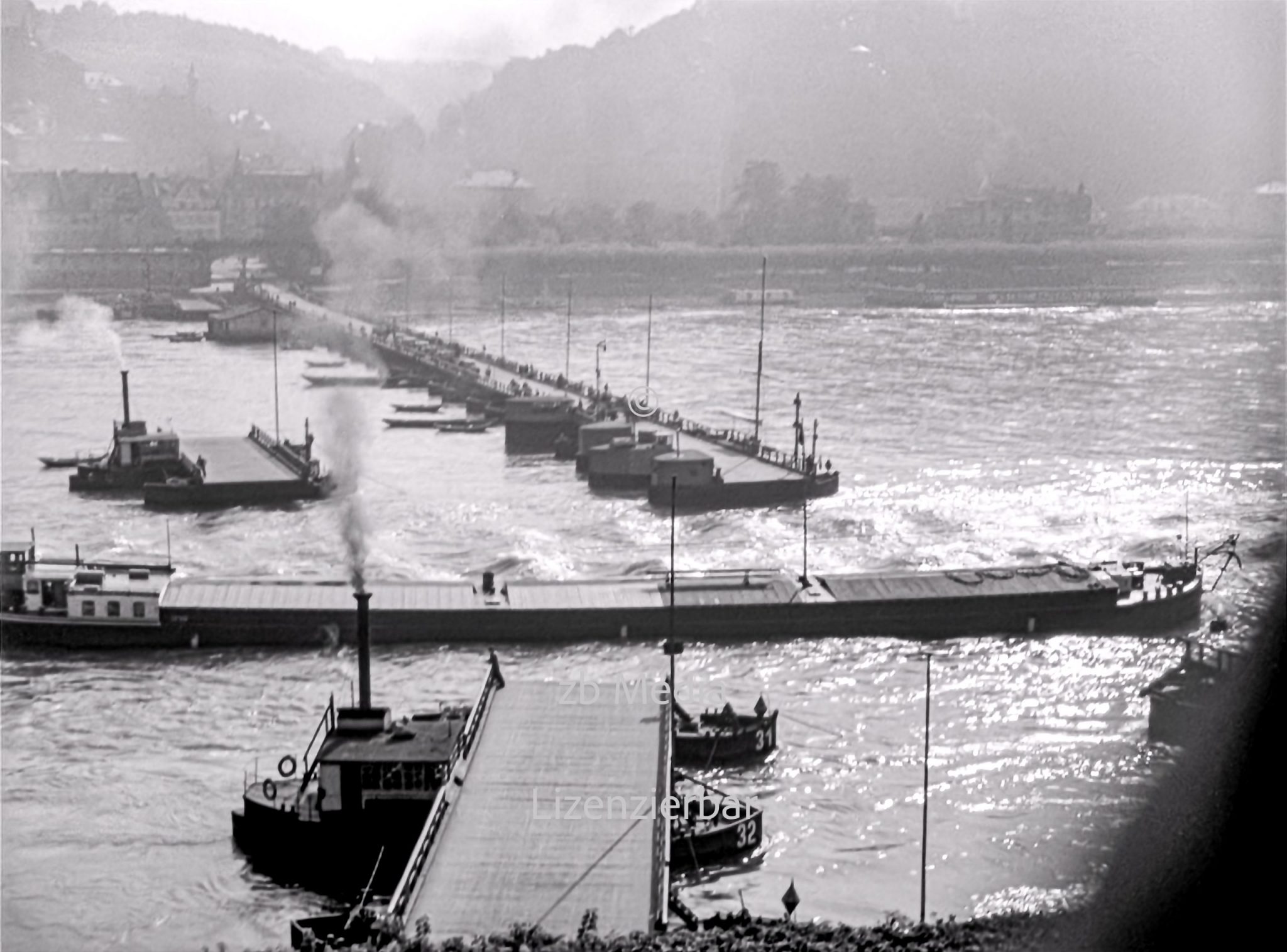 Fährbrücke am Rhein bei Königswinter 1937