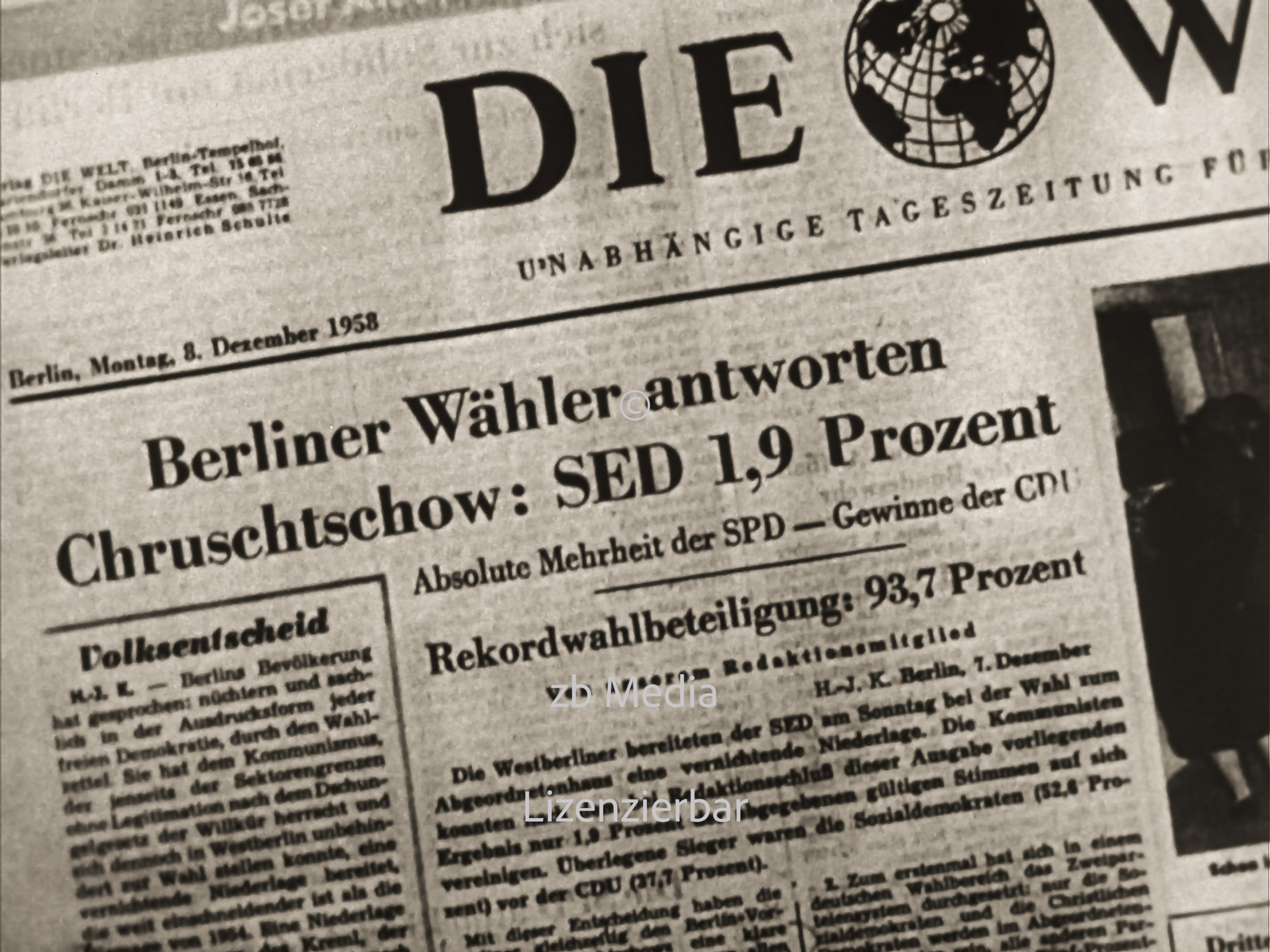 Wahl zum Abgeordnetenhaus von Berlin 1958