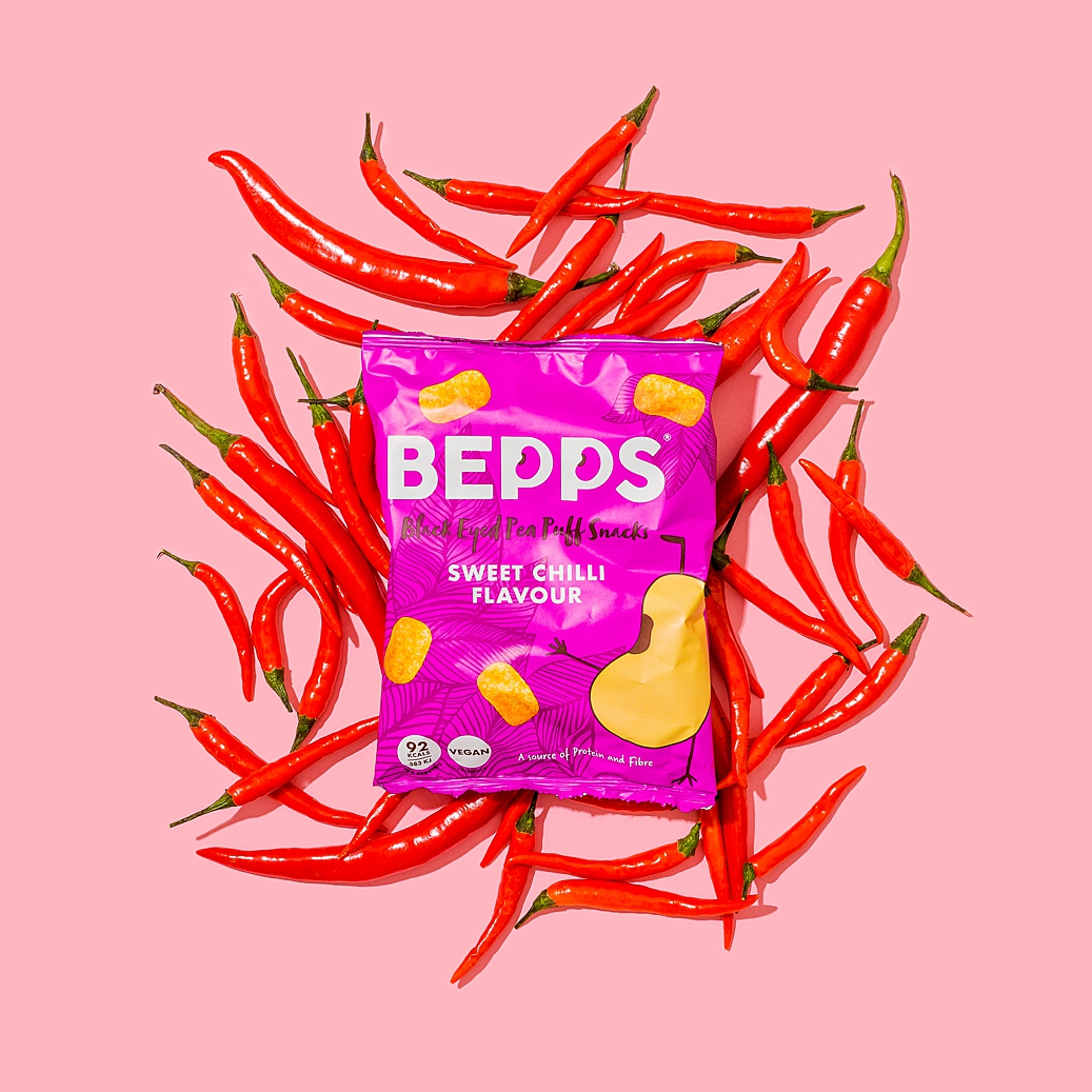 Colourful content creation for Bepps Snacks. Product photography & styling by Marianne Taylor.