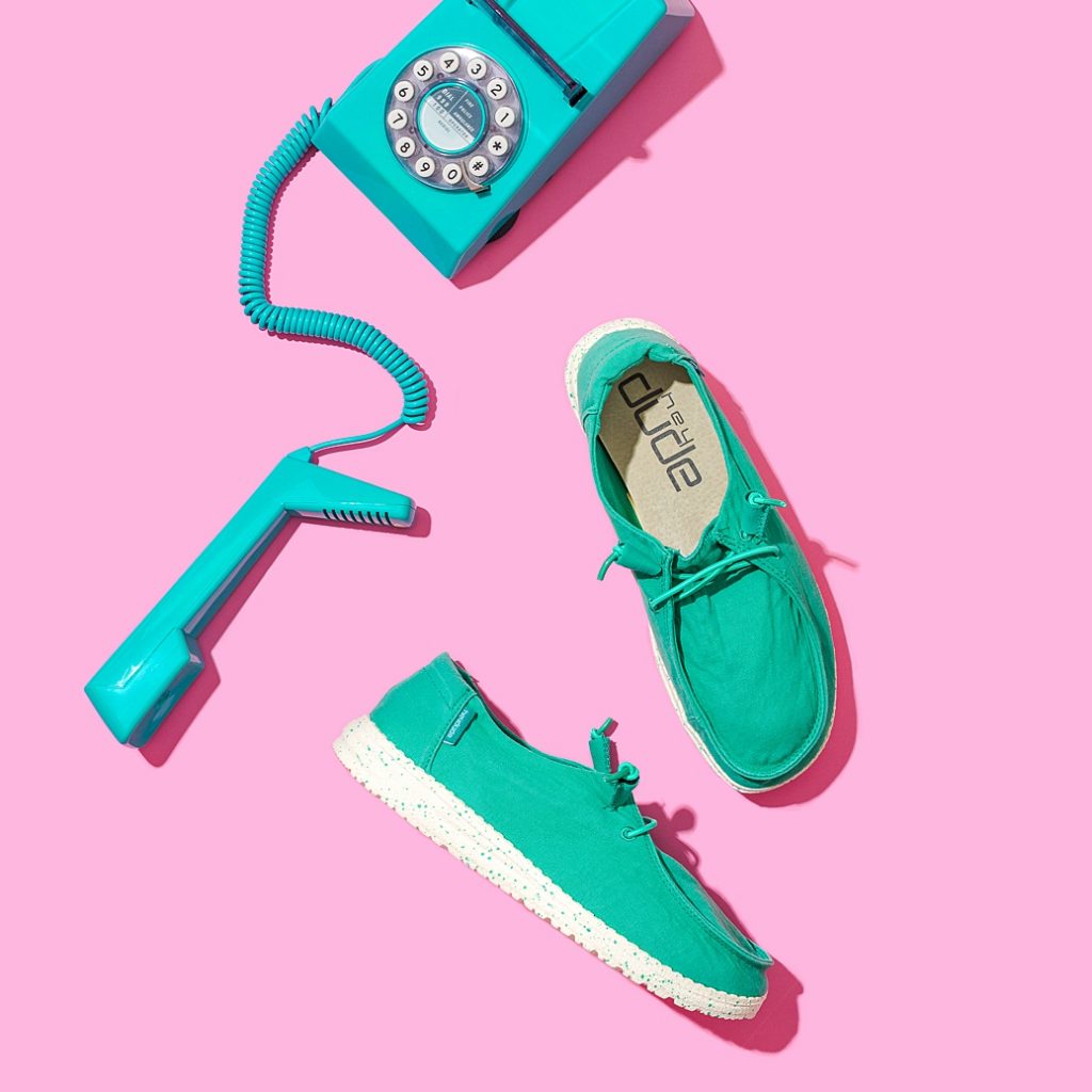 Colourful content creation for Hey Dude Shoes. Product photography & styling by Marianne Taylor.