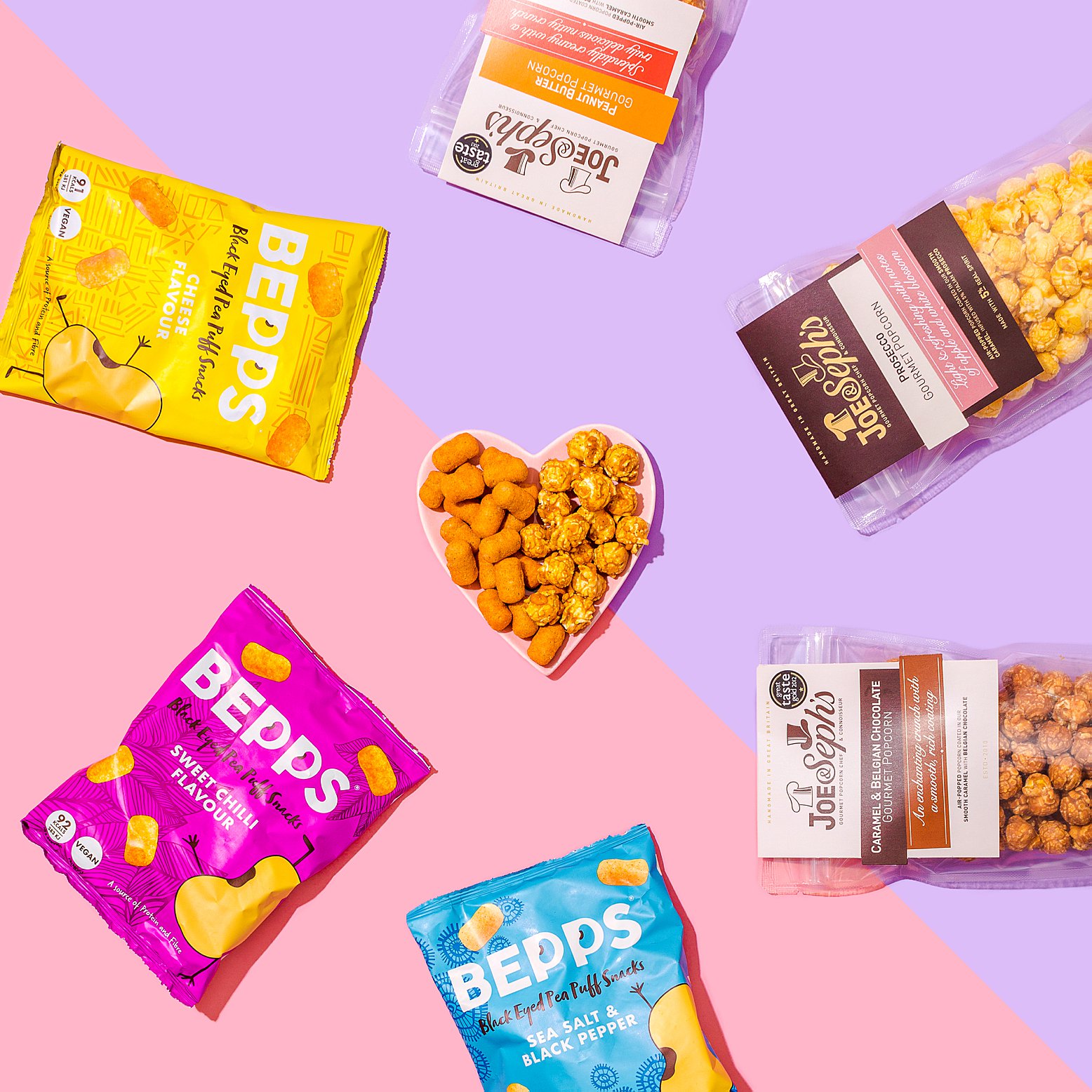 Product photography & content creation for Bepps Snacks. Product photography & styling by Marianne Taylor.