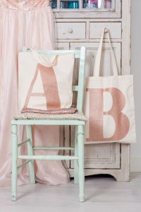 Alphabet Bags rose gold tote. Photographer: Marianne Taylor