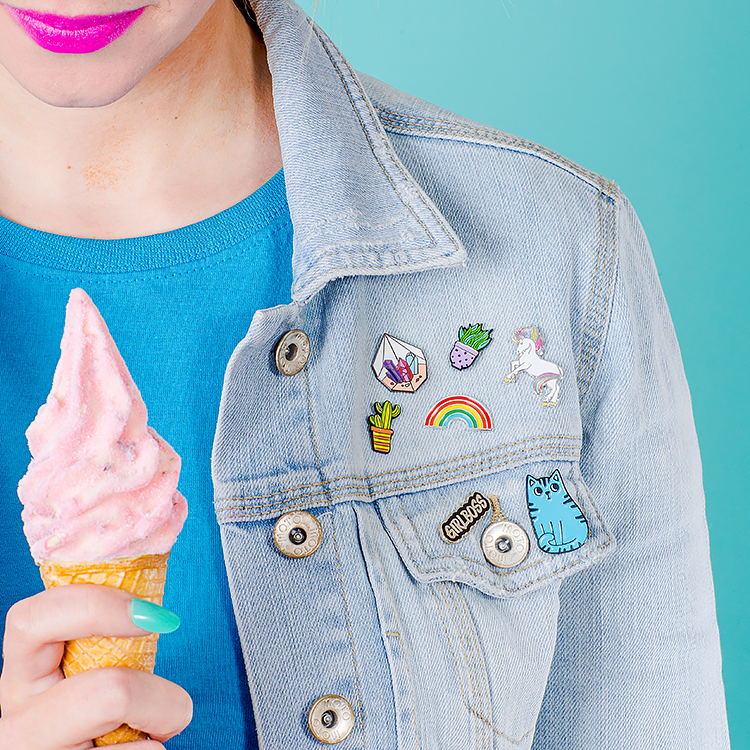 Colourful product photography for Punky Pins by Marianne Taylor.