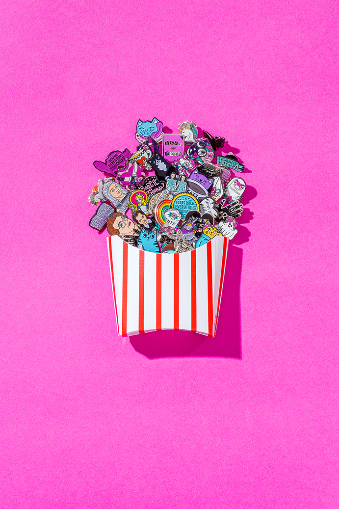 Colourful product photography for Punky Pins by Marianne Taylor.