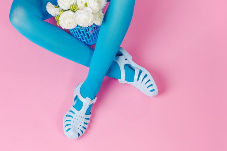 Colourful product photography and styling of jelly shoes for Sun Jellies by Marianne Taylor.