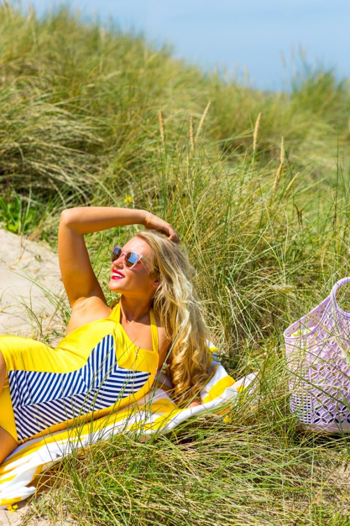 Colourful beach lifestyle photography in Cornwall by Marianne Taylor for For Luna Swimwear.