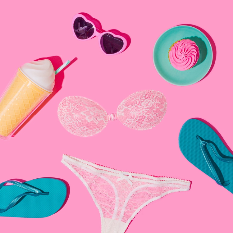 Colourful content creation for InvisiBra. Product photography & styling by Marianne Taylor.