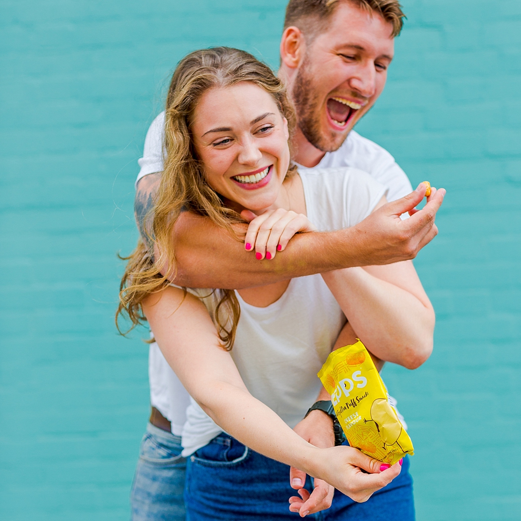 Colourful content creation for Bepps vegan snacks. Product photography & styling by Marianne Taylor.