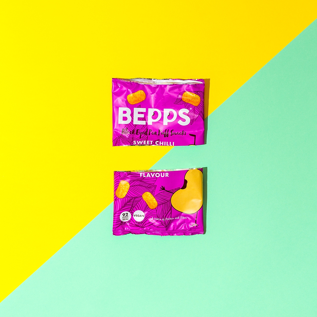 Colourful content creation for Bepps Snacks. Product photography & styling by Marianne Taylor.