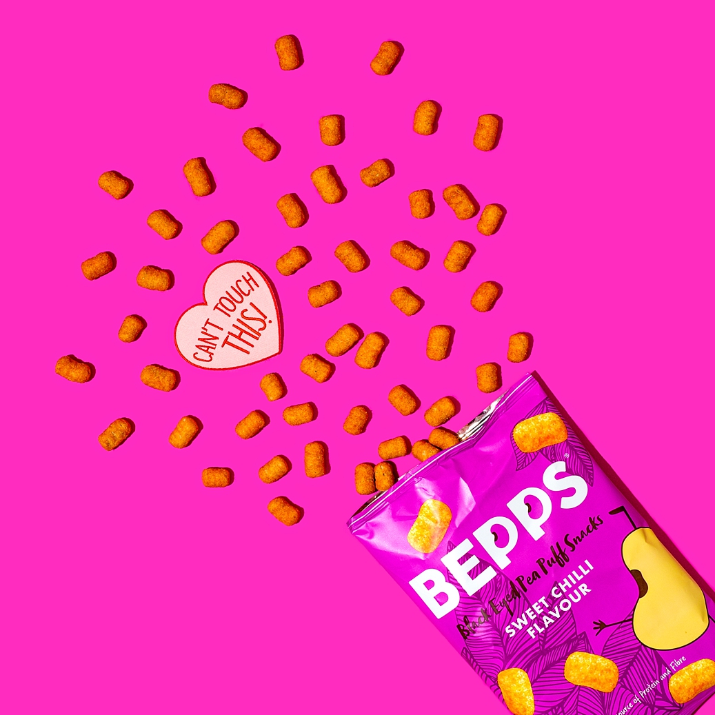 Colourful content creation for Bepps Snacks. Product photography & styling by Marianne Taylor.