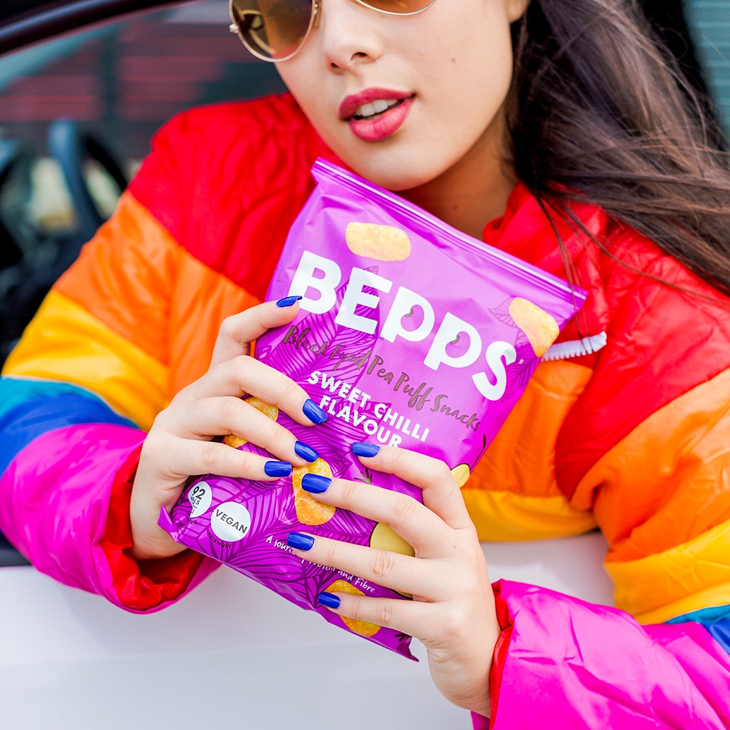 Colourful content creation for Bepps Snacks. Product photography & styling by Marianne Taylor.