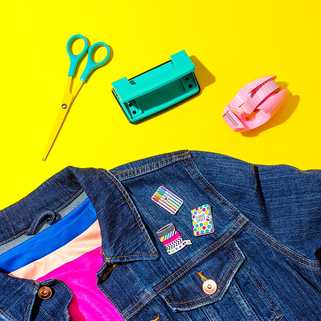 Colourful product photography and content creation for Punky Pins by Marianne Taylor.