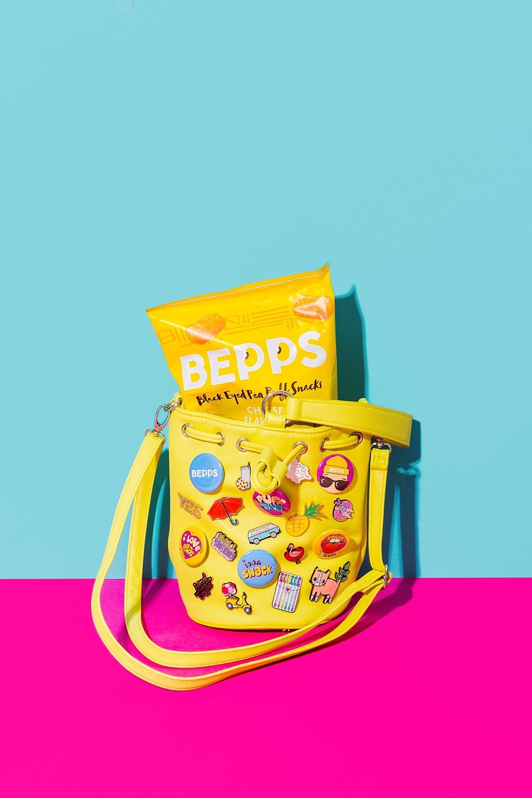 Colourful product photography and content creation for Bepps Snacks by Marianne Taylor.