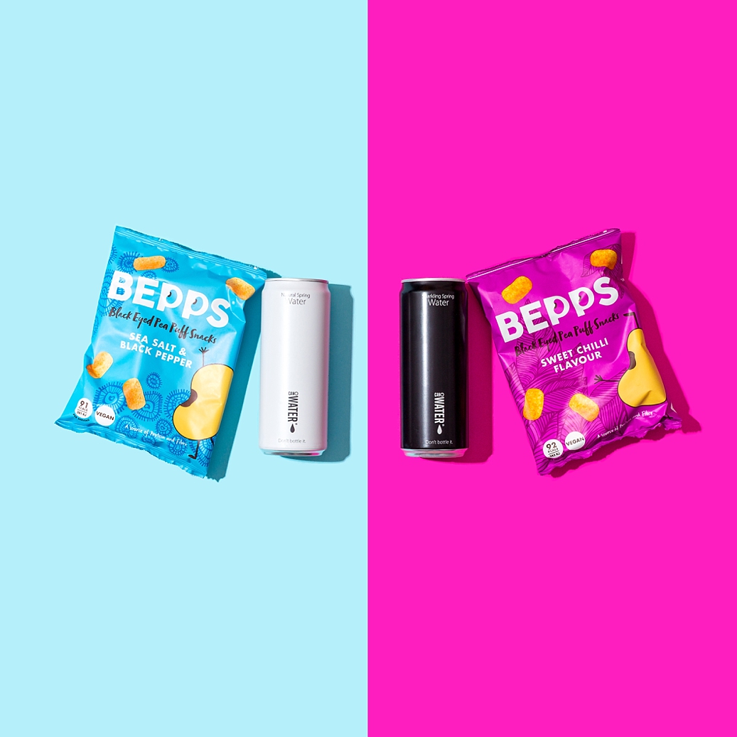 Colourful product photography and content creation for Bepps snacks by Marianne Taylor.
