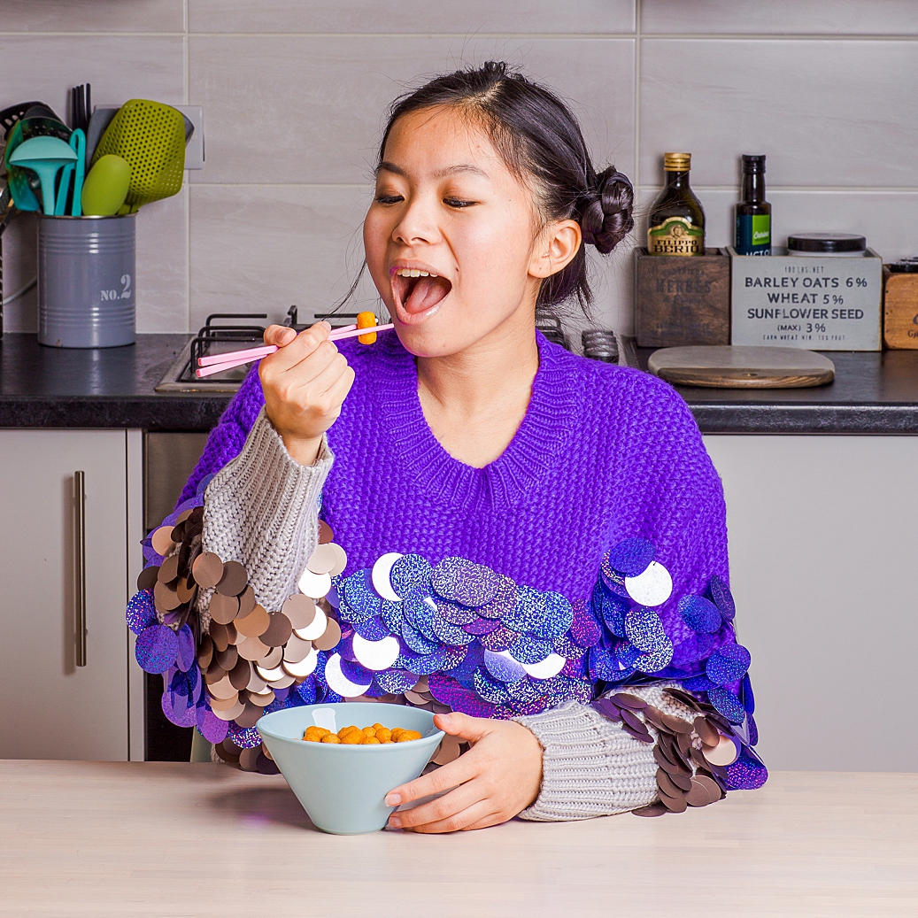 Colourful product photography and content creation for Bepps vegan snacks by Marianne Taylor.