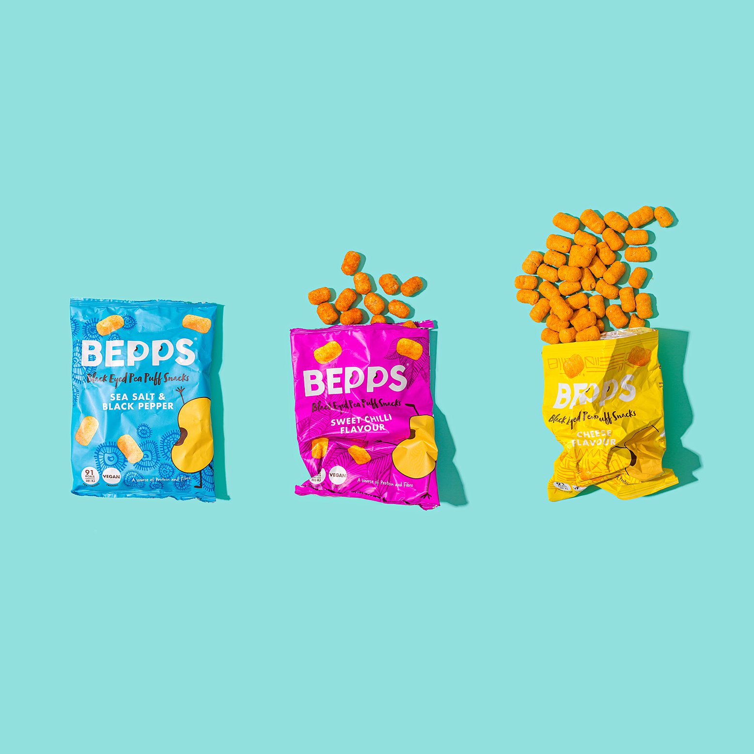 Colourful content creation for Bepps Snacks. Product & lifestyle photography by Marianne Taylor.